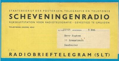 NEDERLAND Radiobrief telegram naar Den Helder
