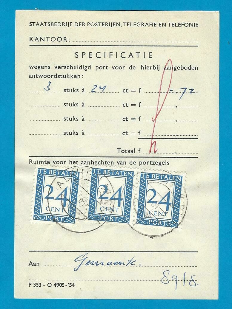 NEDERLAND port specificatie 1964 Alphen met 3x24ct