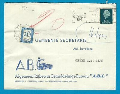 NEDERLAND brief 1960 Amsterdam naar Alphen en beport