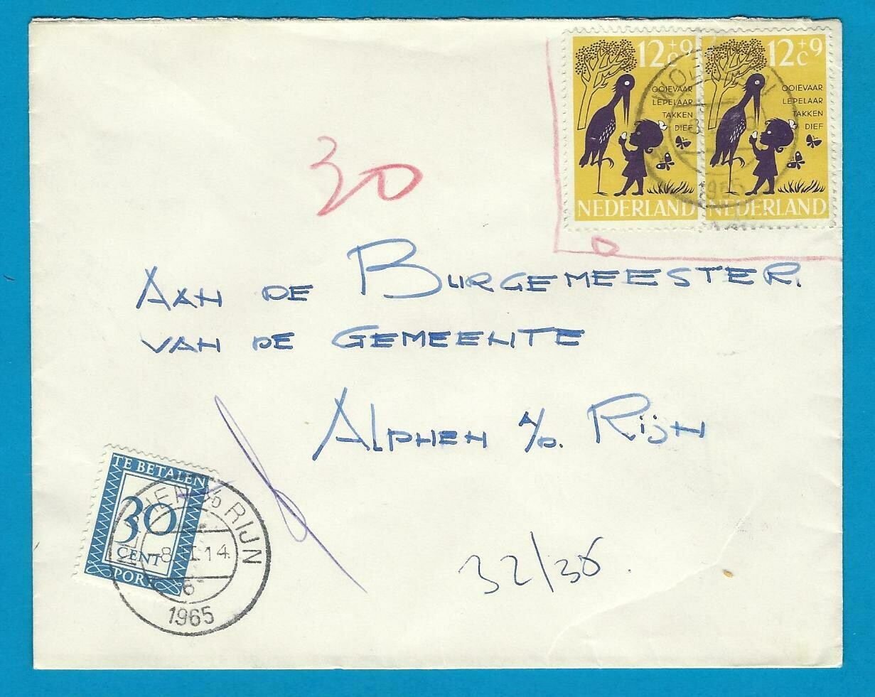 NEDERLAND brief 1965 Woerden naar Alphen beport