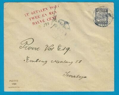 NETHERLANDS EAST INDIES postage due cover 1921 Soerabaja