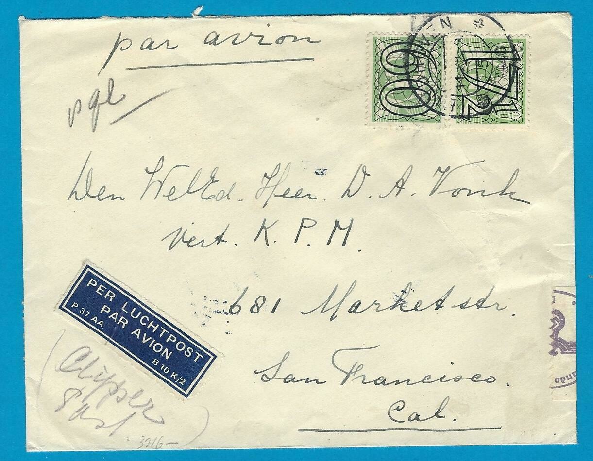 NEDERLAND gecensureerd lp brief 1940 Eindhoven naar USA