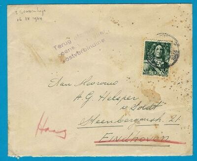 NEDERLAND brief Den Haag 16-IX-1944 naar Eindhoven -verbroken verbinding
