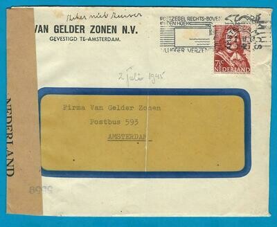 NEDERLAND lokaal gecensureerde brief 1945 Amsterdam
