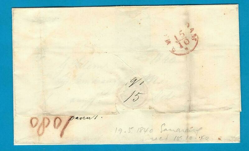 NETHERLANDS EAST INDIES seamail 1840 Samarang to Amsterdam