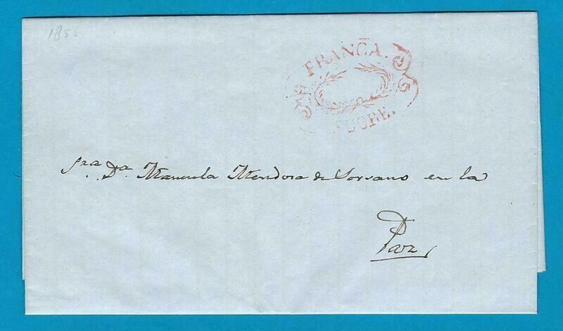 BOLIVIA entire 1844 Sucre to La Paz