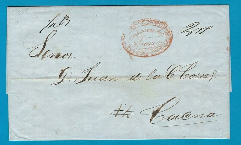 BOLIVIA entire  1855 Cochabamba to Tacna