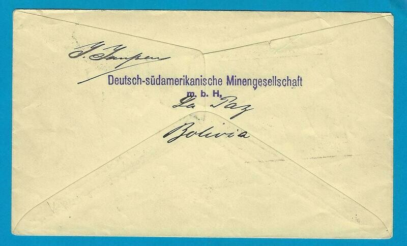BOLIVIA postal envelope as printed matter La Paz to Germany