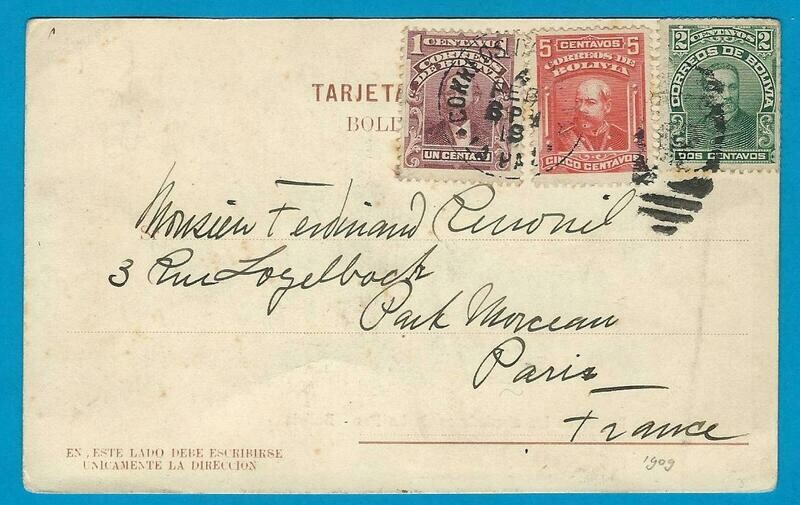 BOLIVIA PPC 1919 La Paz to France