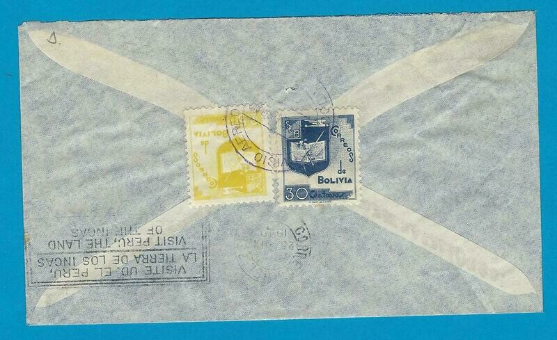 BOLIVIA air cover 1940 La Paz to Peru by Lufthansa