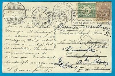 NEDERLAND prentbriefkaart Hillegersberg 1923 naar Duitsland en door