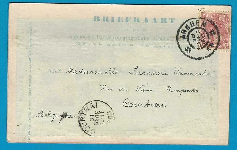 NEDERLAND prentbriefkaart 1903 Arnhem naar België