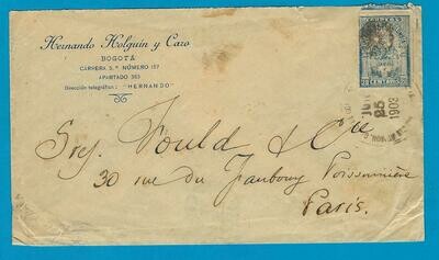 COLOMBIA cover 1903 Bogota to France