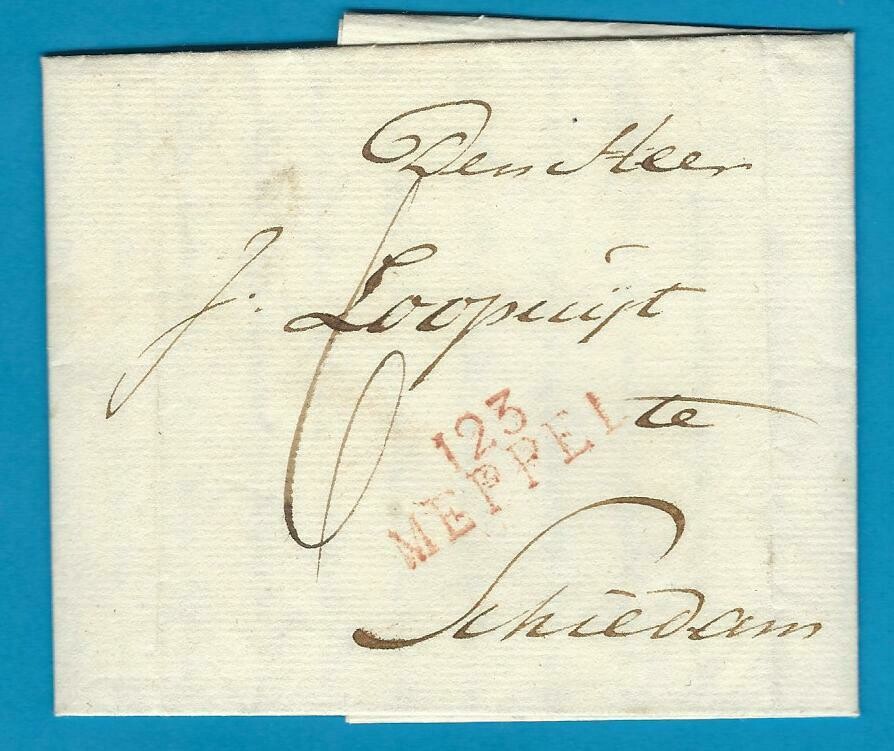 NEDERLAND vouwbrief 1821 Meppel naar Schiedam