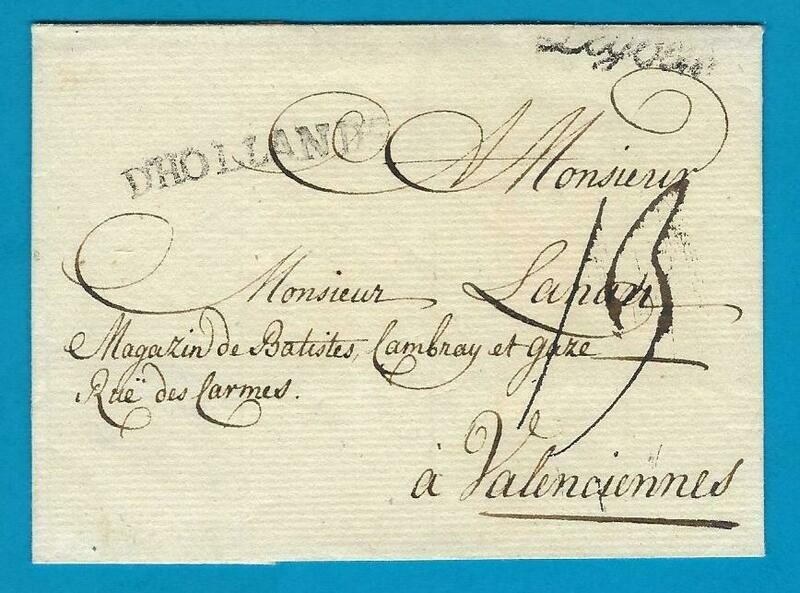 NEDERLAND vouwbrief 1791 Leiden naar Valenciennes