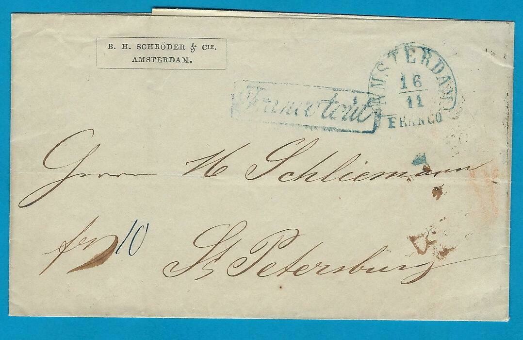 NEDERLAND drukwerk 1849 Amsterdam naar Rusland