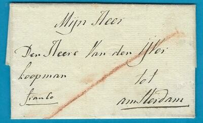 NEDERLAND vouwbrief 1792 Leiden naar Amsterdam
