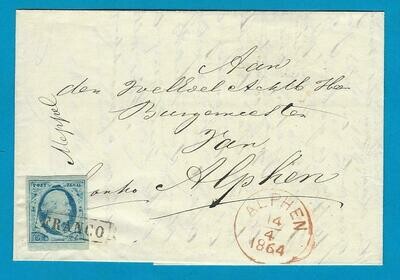 NEDERLAND vouwbrief 1864 Bodegraven naar Alphen