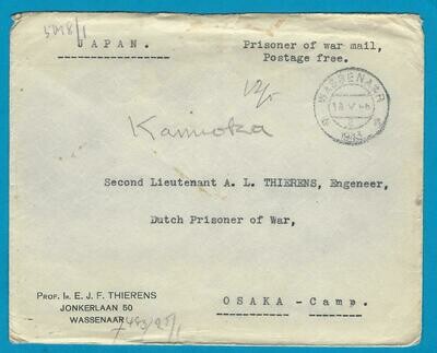 NEDERLAND censuur brief 1943 Wassenaar naar PoW in Japan