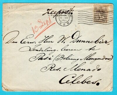 NEDERLAND brief 1921 Rotterdam naar Kotamobagoe Indië