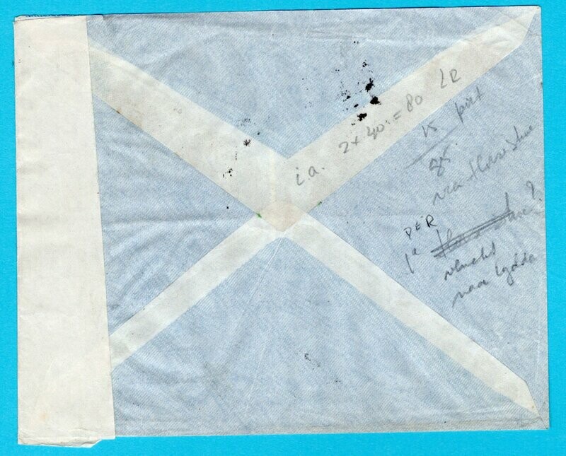 NETHERLANDS EAST INDIES censor air cover 1940 Medan