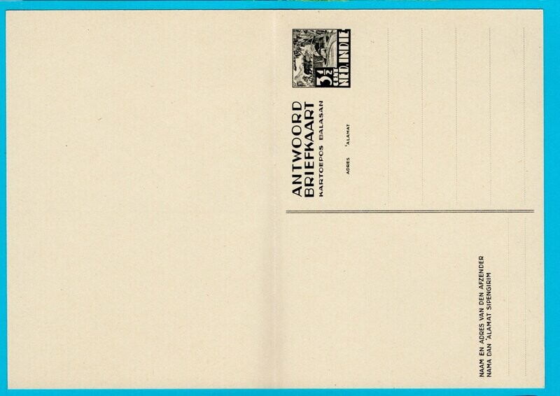 NETHERLANDS EAST INDIES postal card 3,5ct with paid reply *