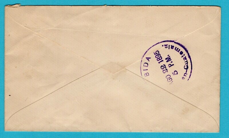 GUATEMALA envelope 1895 Ambulancia Escuintla y San Jose