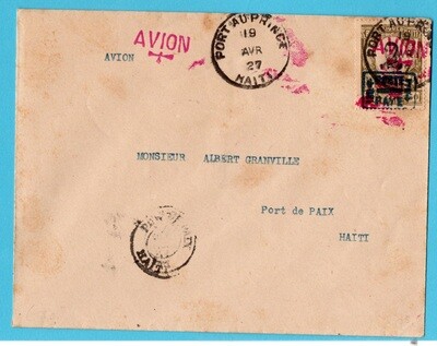 HAITI air cover 1927 Port au Prince to Port de Paix