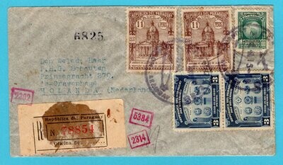 PARAGUAY R air censor cover 1941 Asuncion by LATI to Netherlands