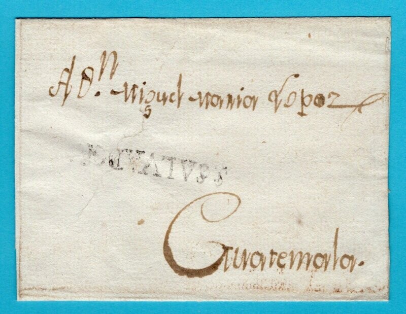 EL SALVADOR cover sheet around 1814 Salvador to Guatemala