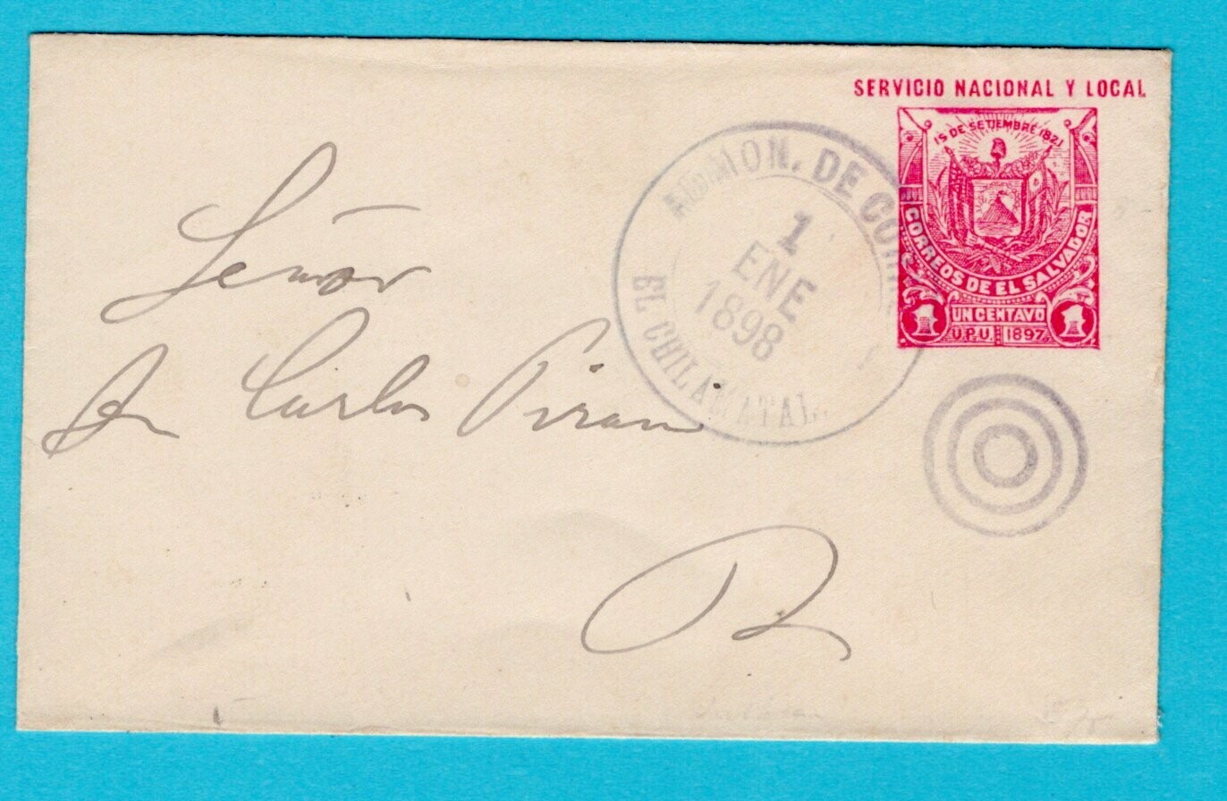 EL SALVADOR postal envelope 1898 El Chimalatel
