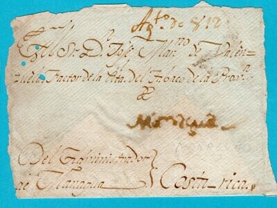 NICARAGUA front of cover 1812 Managua to Costa Rica