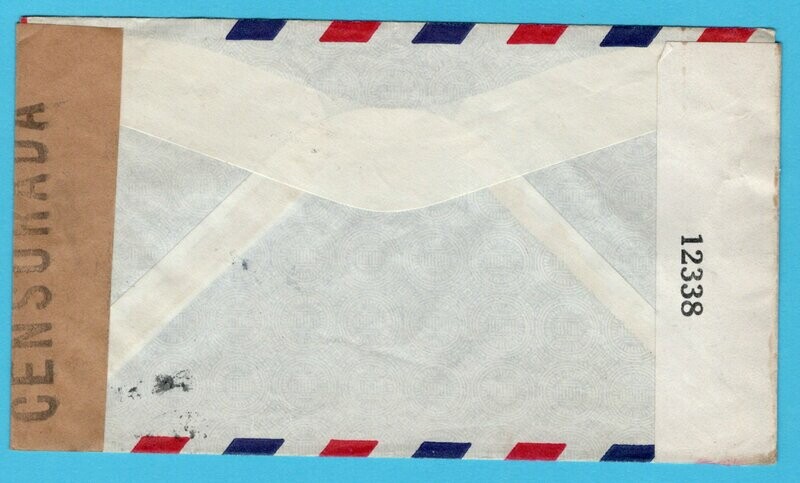 NICARAGUA censor airmail cover 1942 Managua to USA