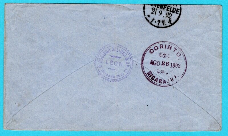 NICARAGUA envelope 1892 Leon to Germany