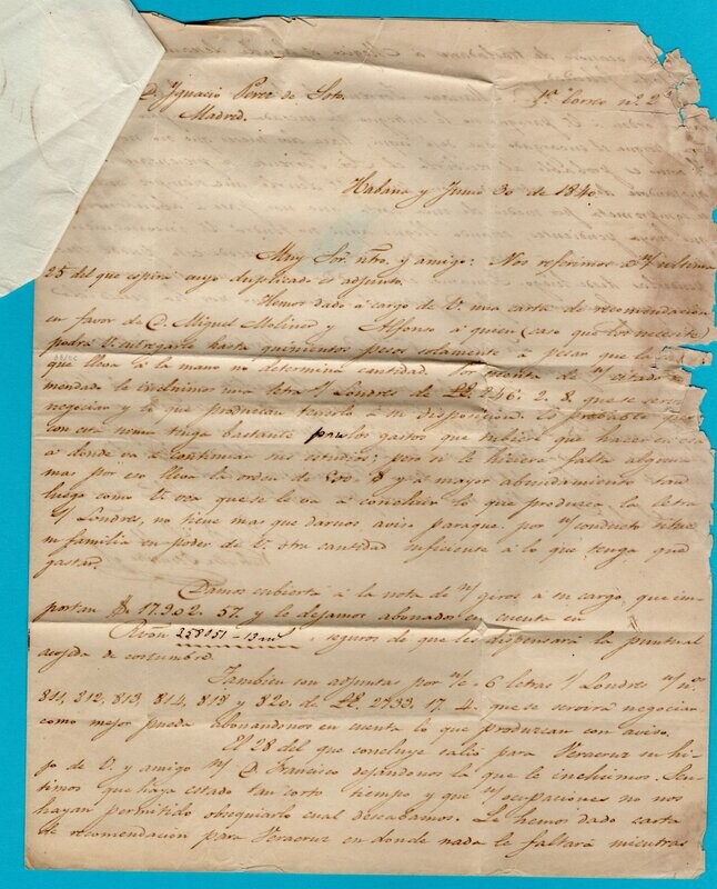 CUBA front of cover 1840 Islas de Barlovento to Spain
