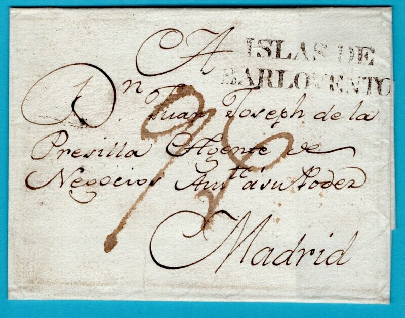 CUBA cover sheet 1789 (?) Islas de Barlovento