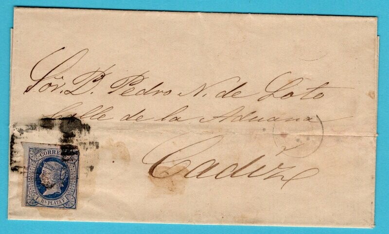CUBA cover sheet 1865 Habana to Cadiz