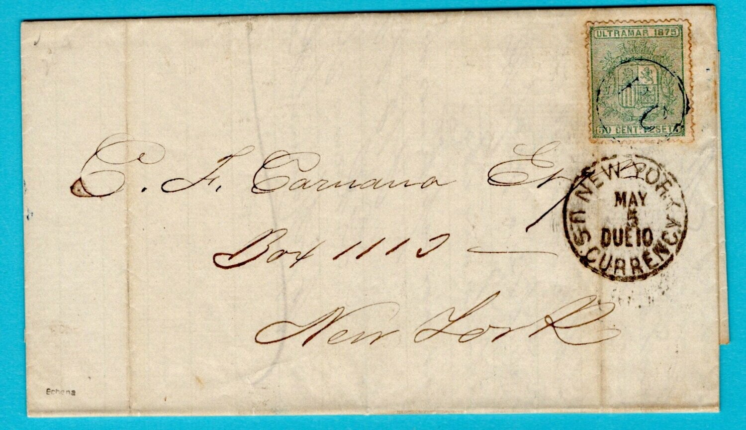 CUBA entire 1875 Habana to USA