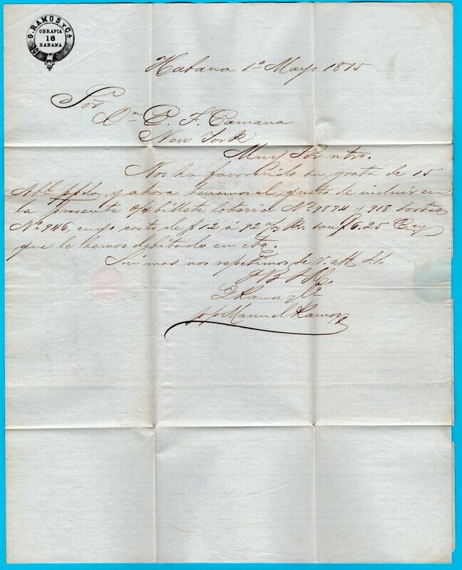 CUBA entire 1875 Habana to USA