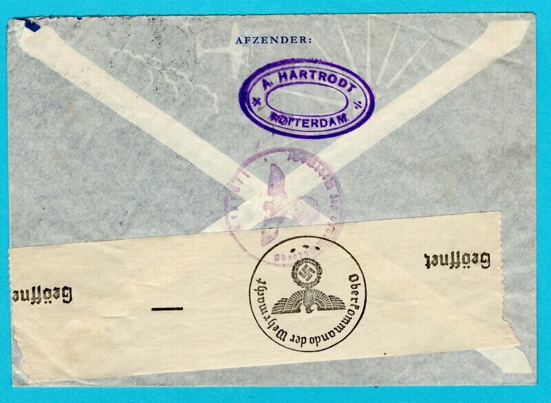 NEDERLAND lp brief 1940 Rotterdam naar USA