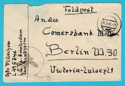 NEDERLAND veldpost brief 1942 Postambt Amsterdam naar Berlijn