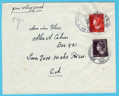 NEDERLAND lp brief 1946 Amsterdam naar Costa Rica