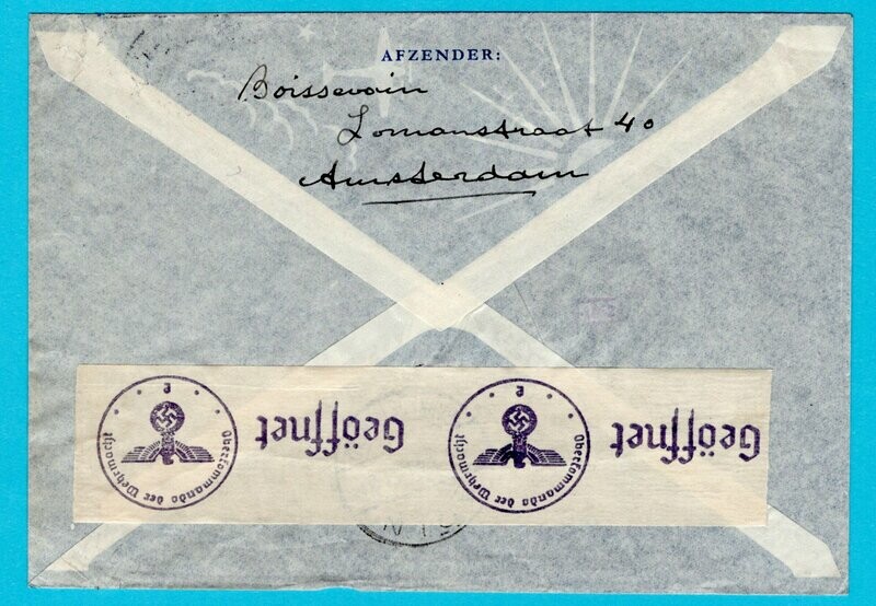 NEDERLAND lp brief 1941Amsterdam naar USA