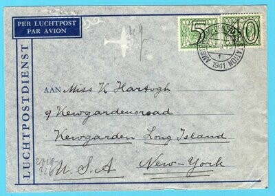 NEDERLAND lp brief 1941Amsterdam naar USA