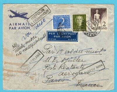 NEDERLAND lp brief 23-X-1950 's Gravenhage per 1e nachtpostvlucht