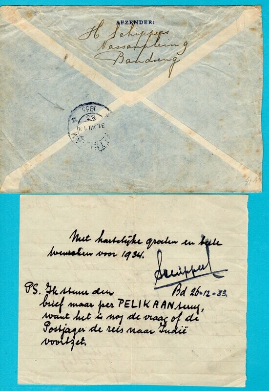 NETHERLANDS EAST INDIES cover 1933 Bandoeng by Pelikaan