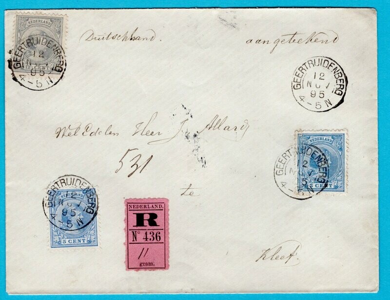 NEDERLAND R brief 1895 Geertruidenberg naar Duitsland