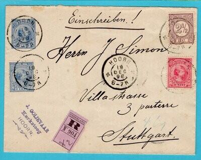 NEDERLAND R envelop 1898 Hoorn naar Duitsland