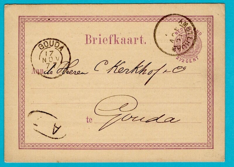 NEDERLAND briefkaart 1877 KNSM Amsterdam