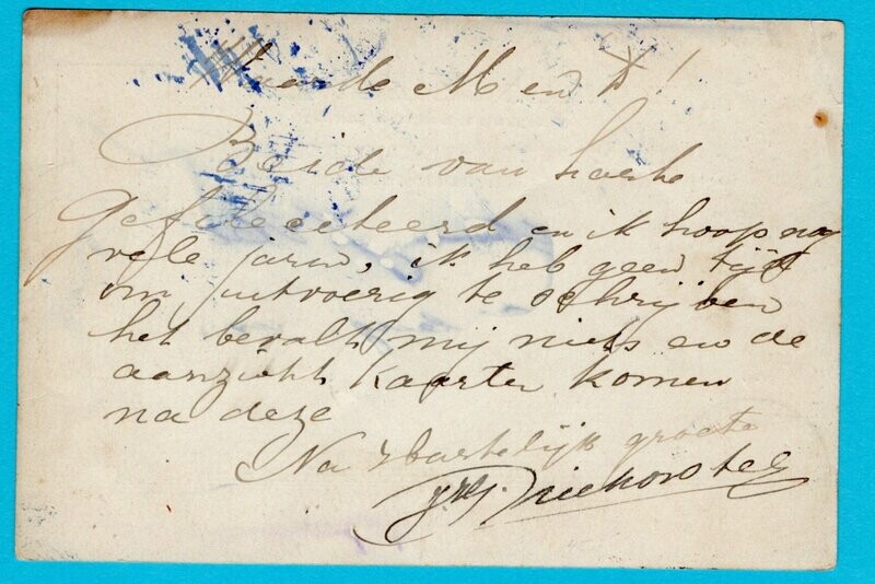 SURINAME briefkaart 1899 met pakketboot Ned- West Indië